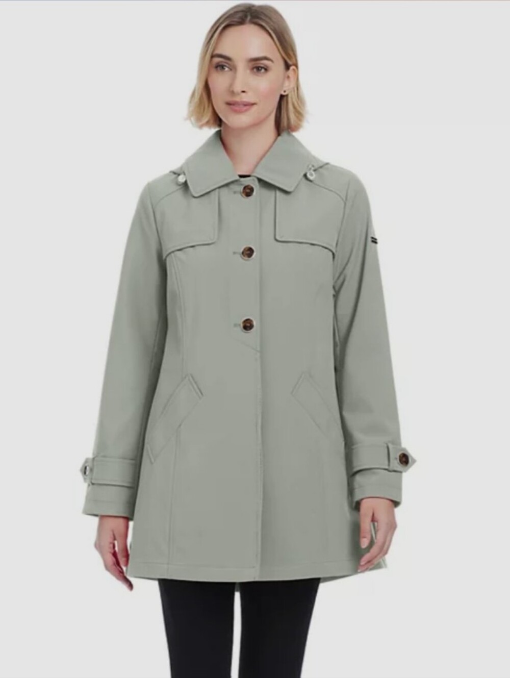 NWT Sz L Draper James RSVP Jane Raincoat Trench Coat Light Green Sage